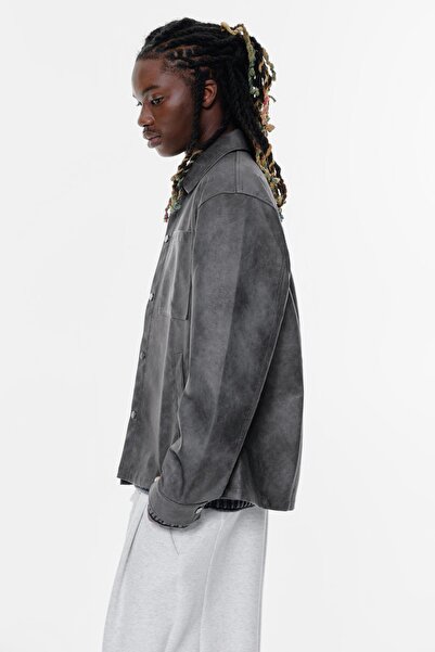 Pull & Bear Yıkanmış efektli suni deri ince ceket