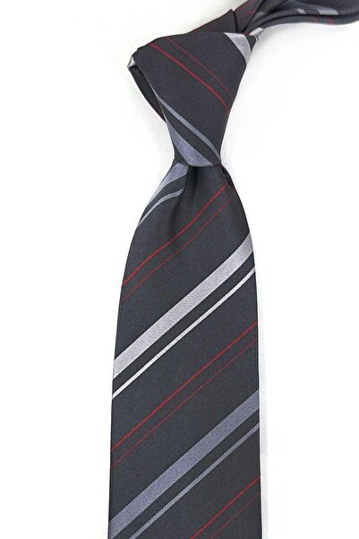 Kravatkolik Chigwell Style Smoked Line Pattern Italian Silk Tie Ik1993