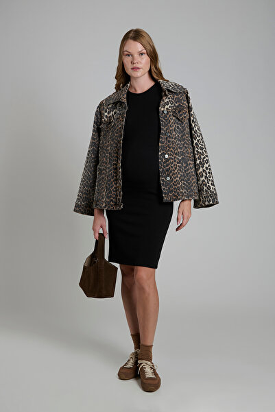 Lynmama فستان الحمل MES730 باللون الأسود - تصميم مستقيم بأكمام طويلة باللون ا...