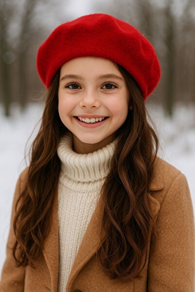 Goldmine Детска червена филцова барета от френски художник