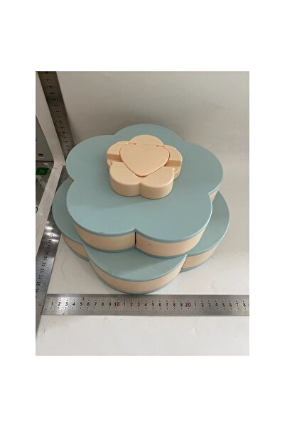 By Fitilomania Serving Tray By Fitilomania, for Fruits/Vegetables/Snacks, with Drawers, Rotating, 2-Tier, Flower-sh