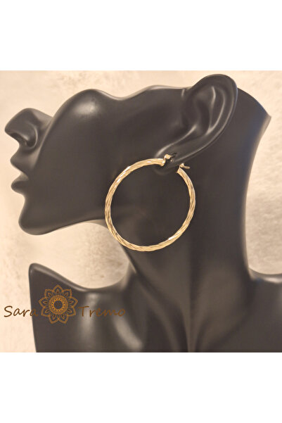 saratremo Cercei rotunzi 'Aur Impletit' 5 cm, placați cu aur de 18K