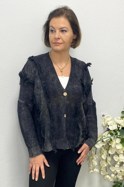 Mia Butik Plus Size Bohemian Black Cardigan