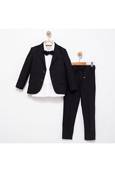 RAPAPA Children's Black Suit – 4 Pieces (Coat, Shirt, Pants + Bow Tie) 5430