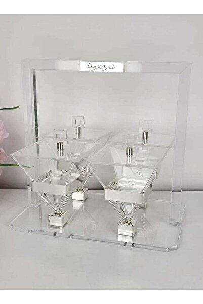 Radin Luxury Acrylic 4-Bowl Set With Elegant Silver Stand Stylish Serving & Hosting