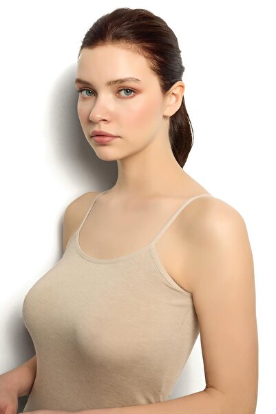 Jiber Women's Mink Color Bamboo Fabric Lycra String Strap Tank Top 3-Pack 668