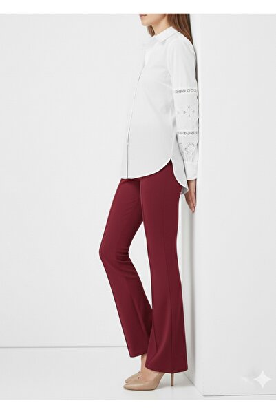 benguen Flared Trousers A1106 Burgundy