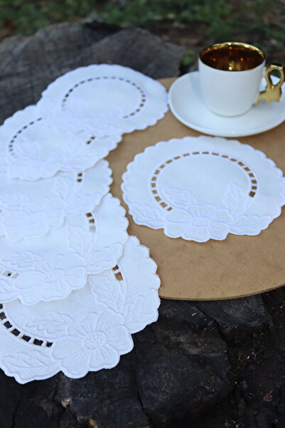 vipceyiz 3 Adet Beyaz İşli Kokteyl Peçete