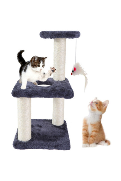 zola Cat play set, scratching post, mouse toy, chipboard, 20 x 20 x 40 cm, navy blue
