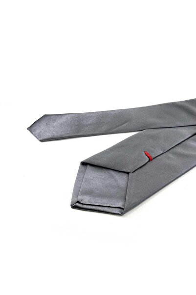 Kravatkolik Γκρι ίσια ιταλική μεταξωτή γραβάτα σε στυλ Bodham I2025