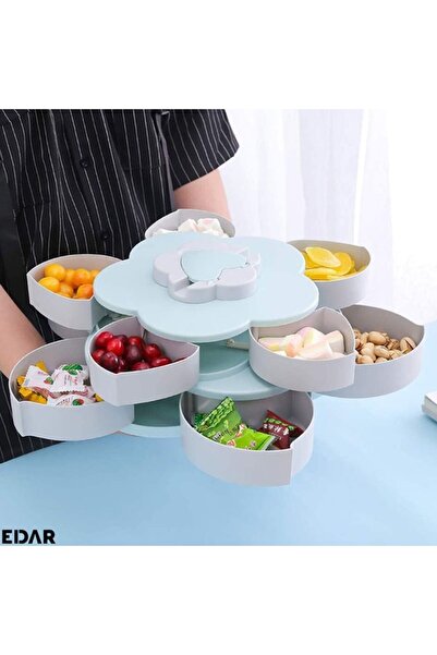 EDAR Cutie Bomboane Cu Suport Pentru Telefon, Model Floare, Rotativa, 10 Compartimente Pentru Servir