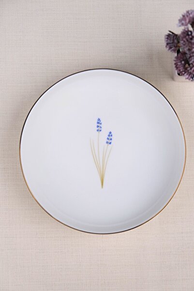 tabakevi Tabak Evi Porcelain Natura Lavender Gold Gilded Deep Plate 18.50cm Single
