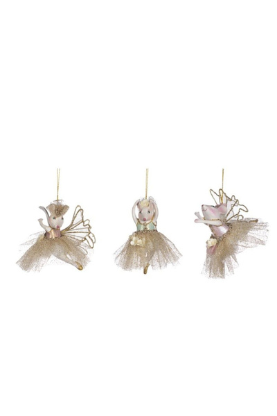 BraziPremium By OLLMA Set de 3 ornamente de brad cu șoricel Baby Bettina Fair...