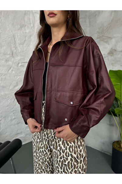 Elif Özbey Butik Plum Premium Front Zipper Jacket