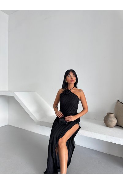 PASSİONE MİA Rose Side Buttoned Slit Dress