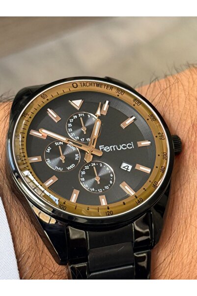 Ferrucci Black Color Black Dial Functional Date Men's Watch