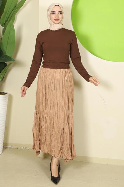 hafsamina Crew Neck Bodysuit Brown Hm2822