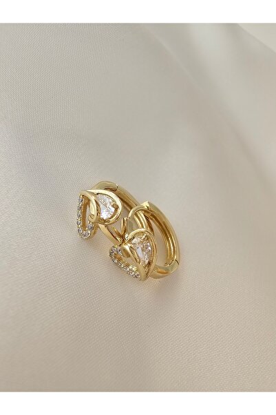 Zivazer Store Yetişkin/çocuk çelik kararmaz xuping 14 k gold renginde kalpli halka küpe