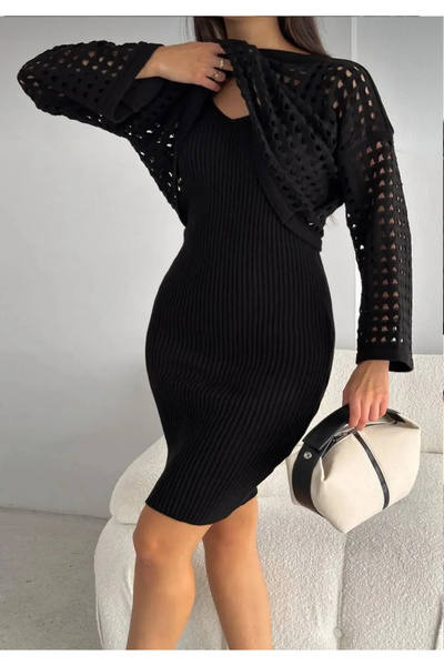 By Kuzey Aras Pletené oblečení s dírkami Pletená halenka Set