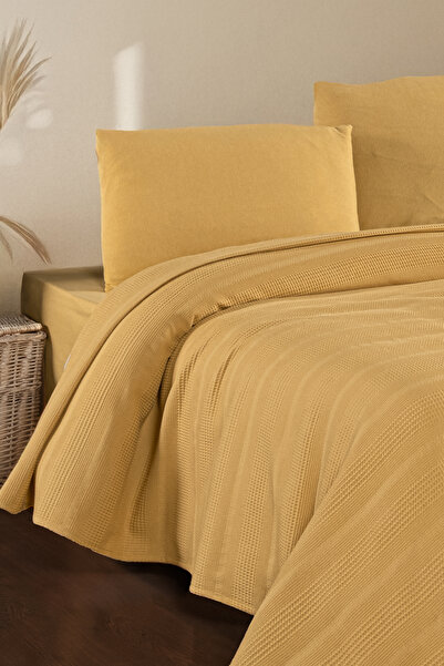 evdehome Pamuk Dual Çift Kişilik Pike Yatak Örtüsü Seti 200x230, Lastikli Çarşaf 160x200, 2 Yastık Kılıf