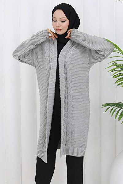 hafsamina Πλεκτό σχέδιο Araboy Knitwear Ζακέτα Γκρι HM2837