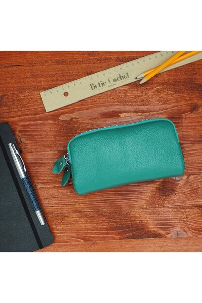 ButicCochet Hand purse wallet, made of genuine leather, ButicCochet, 17x9x5 cm, Turquoise - PR885