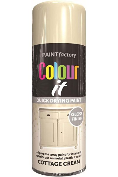 Paint Factory Eliz Cottage Cream Gloss Spray Paint 400ml - Quick Drying High ...