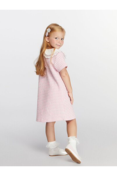 LC Waikiki Peak Yeni Sezon Bebe Yaka Ekose Kız Çocuk Elbise