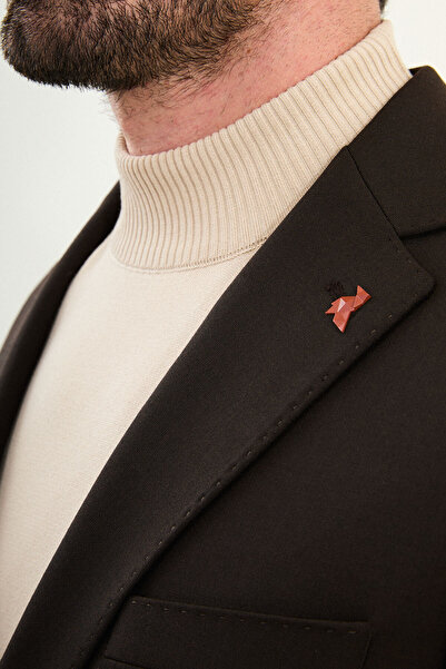 Mcr Plain Slim Fit Mono Collar Pocket Pocket Metal Button Men's Jacket Brown - 41478.25K