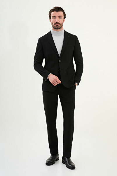 Mcr Plain Slim Fit Mono Collar Pocket Pocket Metal Button Men's Jacket Black - 41478.25K