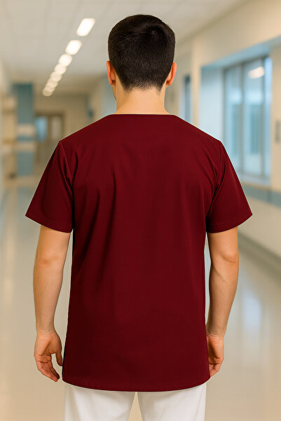 mirach Men's 4-Pocket Nurse and Doctor Scrubs Single Top Uniform Hospital Surgical Gown Comfortable Medical Clothing