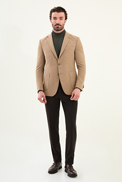 Mcr Plain Slim Fit Mono Collar Pocket Pocket Metal Buttoned Men's Jacket Beige - 41478.25K