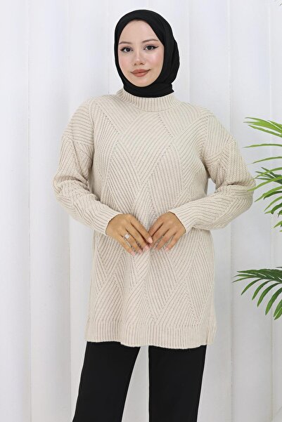 hafsamina Πουλόβερ με λαιμόκοψη με μοτίβο διαμάντια HM2836