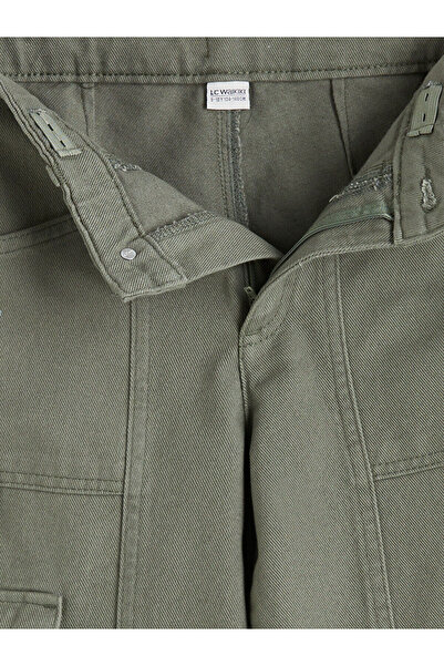 LC Waikiki Haki Basic Gabardin Kız Çocuk Kargo Pantolon