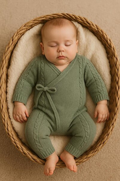 meriç bebe - bütün çocuklar melektir. mrc Seamless Kimono Knitwear Baby Romper with Hair Braid Detail – Unisex, Gift, Newborn