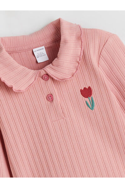 LC Waikiki Pink Polo Neck Floral Girls T-Shirt and Leggings