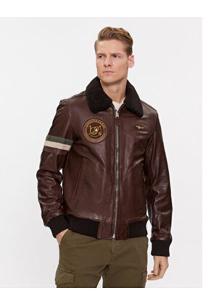 Aeronautica Militare Ανδρικό Δερμάτινο Μπουφάν 232PN933PL147 Καφέ