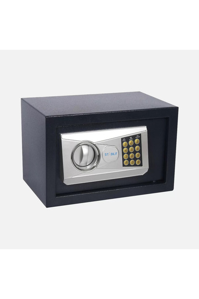 Lorin Elektronik Şifreli Anahtarlı Para Kasası Orta Boy Siyah
