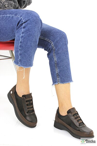 Mammamia Kadın Spor Tarz Günlük Hakiki Deri Bağcıksız Ortopedik Ayakkabı M26/...