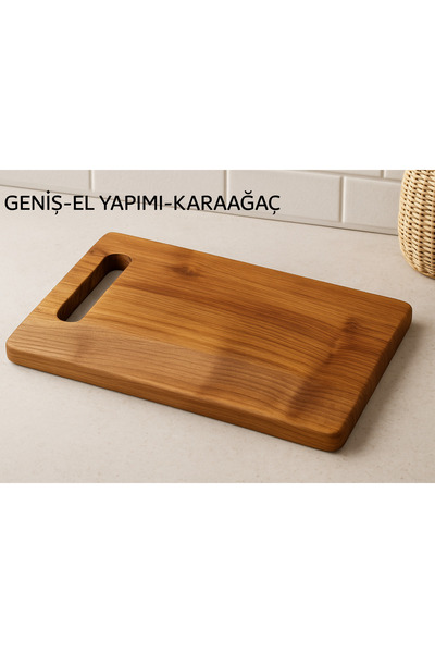 NeFizzDoğa لوح تقطيع كبير مصنوع يدويًا من خشب الدردار الصلب |   لوح تقديم وتقطيع من الخشب الطبيعي مقاس 50×28×2 سم