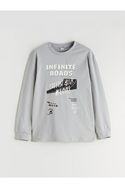 LC Waikiki Gray Crew Neck Boy's T-Shirt