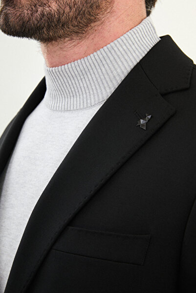 Mcr Plain Slim Fit Mono Collar Pocket Pocket Metal Button Men's Jacket Black - 41478.25K