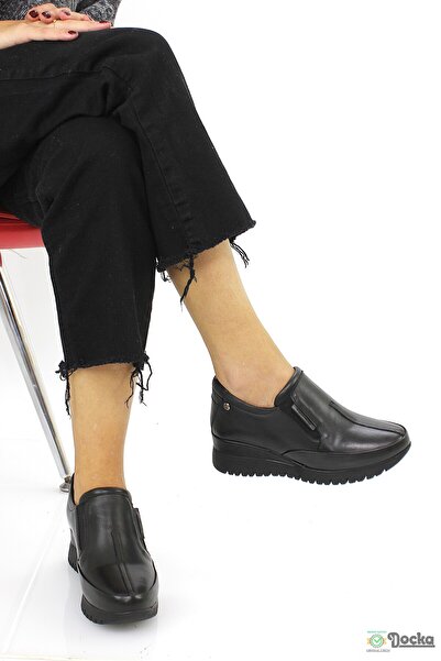 Mammamia Kadın Dolgu Topuk Klasik Hakiki Deri Ortopedik Günlük Ayakkabı M26/K...