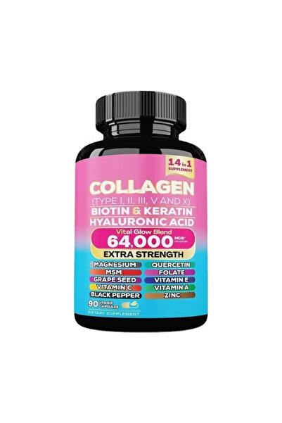 COLLAGENA مكمل الكولاجين من النوع الأول والثاني والثالث والخامس والبيوتين والكيراتين وحمض الهيالورونيك ومادة MSM لنمو الشعر
