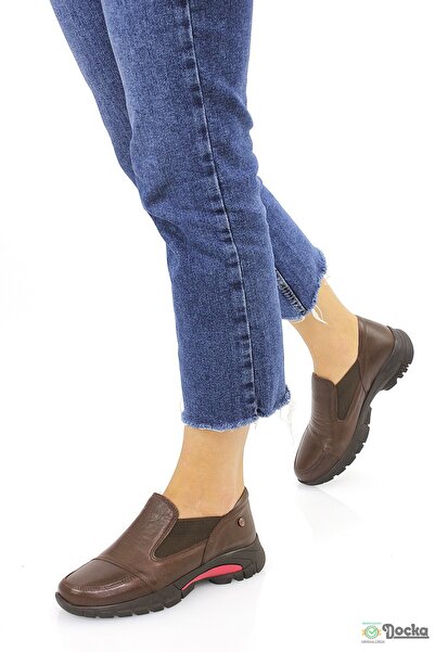 Mammamia Kadın Mevimlik Spor Tarz Ortopedik Hakiki Deri Bağcıksız Ayakkabı M2...