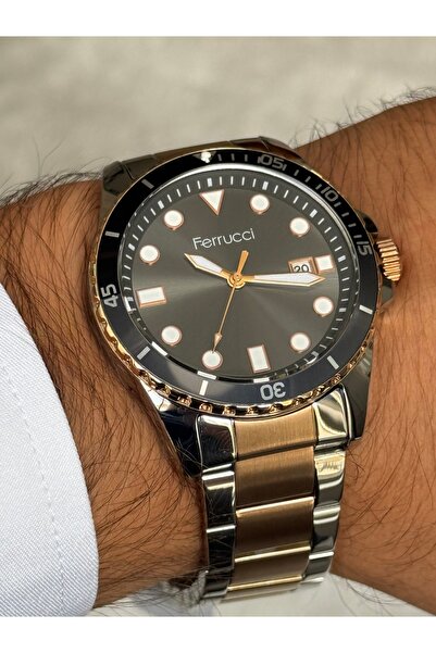 Ferrucci Silver and Bronze Color Black Dial Men's Watch with Date