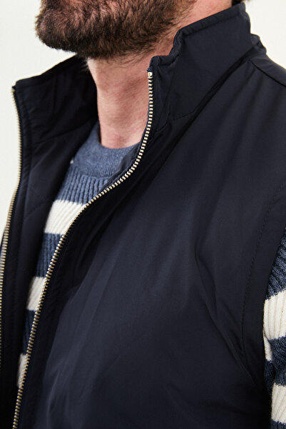 Mcr Double Sided Slim Fit Judge Collar Men's Vest Navy Blue - 40948.25K