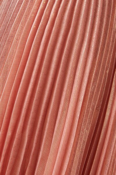 ALICE AND OLIVIA Adalyn İpek Karışımlı Halter Maxi Elbise, Metalik Şifon, Tozlu Gül