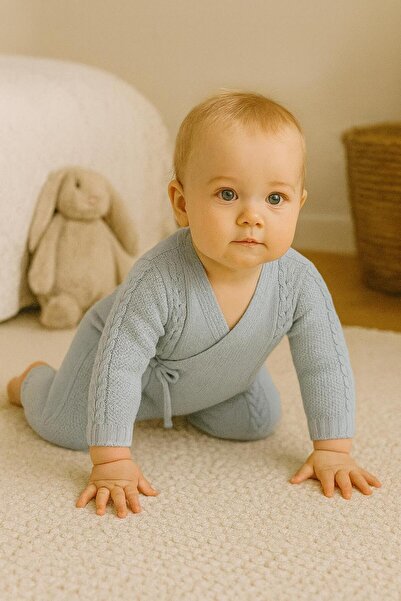 meriç bebe - bütün çocuklar melektir. mrc Seamless Kimono Knitwear Baby Romper with Hair Braid Detail – Unisex, Gift, Newborn