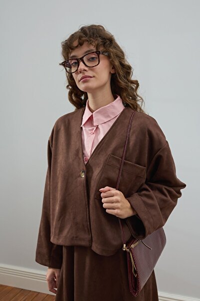 Ceylan Otantik Μπουφάν με μία τσέπη από καφέ καστόρι